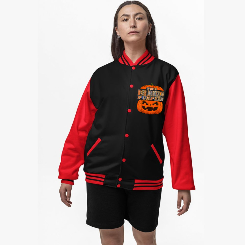 The Beer Drinking Pumpkin Halloween Costume Bomber Jacket | Artistshot