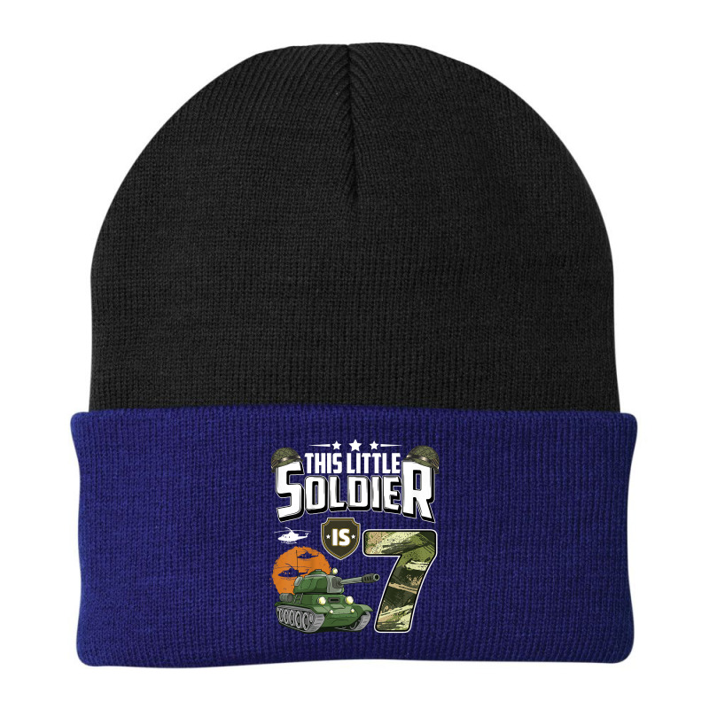 Kids 7 Year Old Soldier 7th Birthday Military Themed Camo Boys Beanie | Artistshot