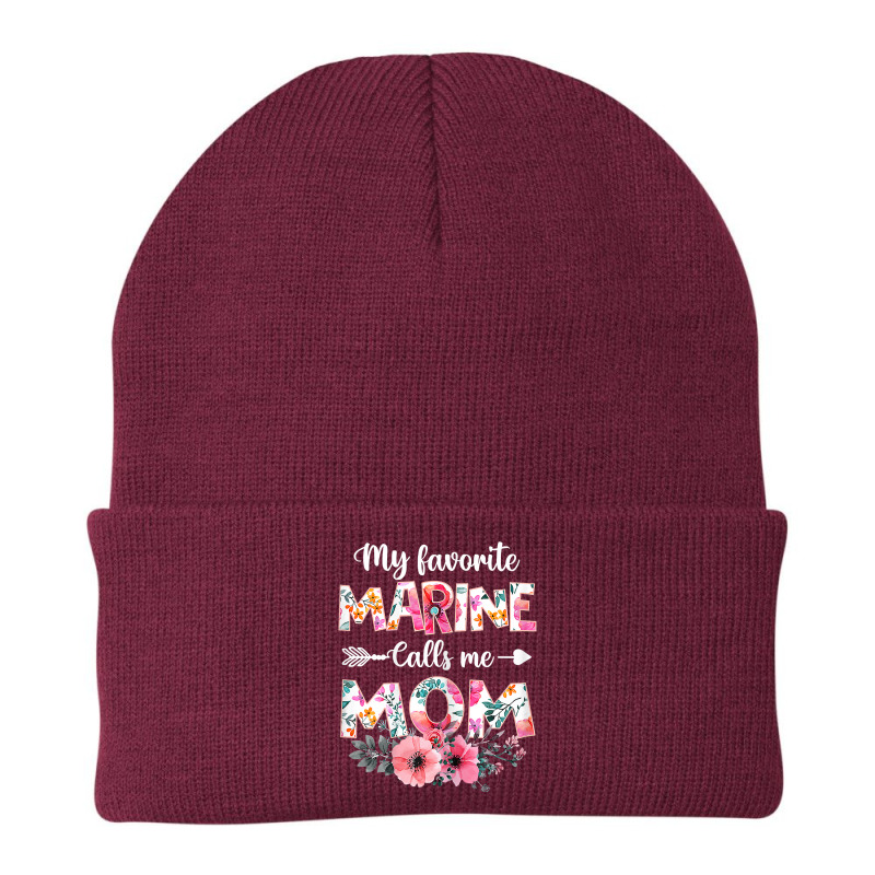 Womens My Favorite Marine Calls Me Mom Marine Military Beanie by BessieCarolyn | Artistshot