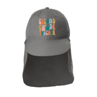 Second Grade Teacher Retro Groovy Design 2nd Grade Teaching , Best Gif Sun Shade Cap | Artistshot