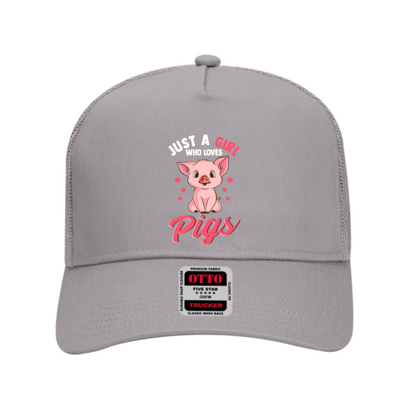 Just A Girl Who Loves Pigs Hog Lover Cute Farmer Gift Girls T Shirt Mesh Back Trucker Hat | Artistshot