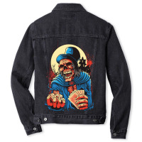 Scream Skull Catch Dice And Playing Card Men Denim Jacket | Artistshot