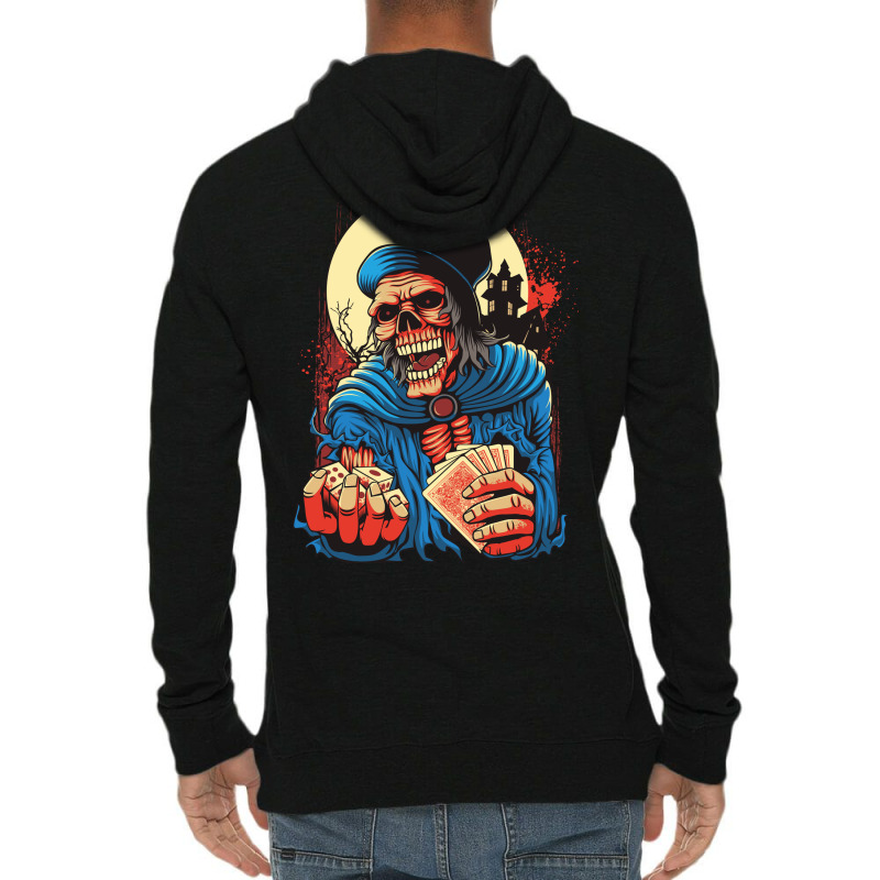 Scream Skull Catch Dice And Playing Card Lightweight Hoodie | Artistshot