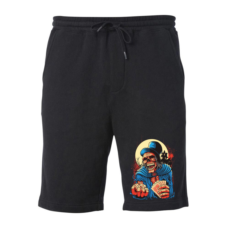 Scream Skull Catch Dice And Playing Card Fleece Short | Artistshot