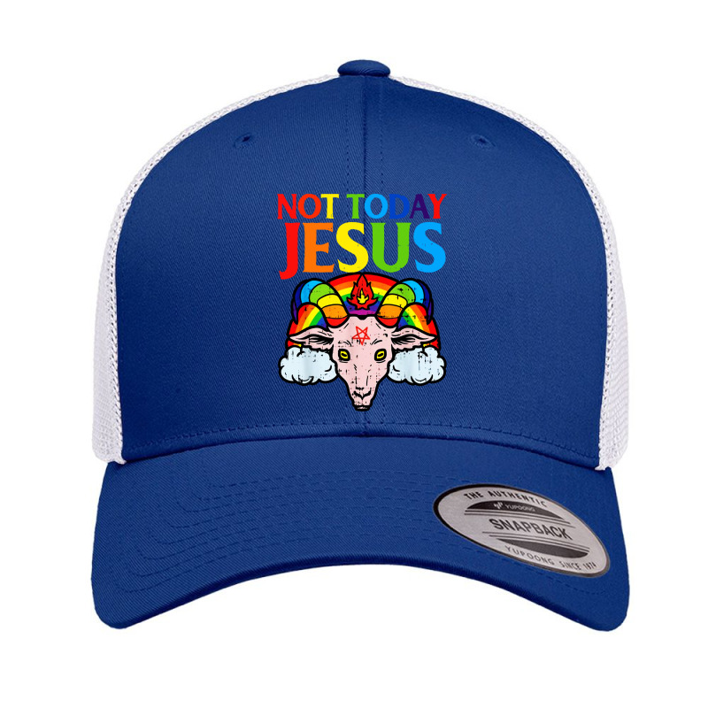 Today Not Jesus Satan Goat Satanic Retro Trucker Cap by atereabag | Artistshot