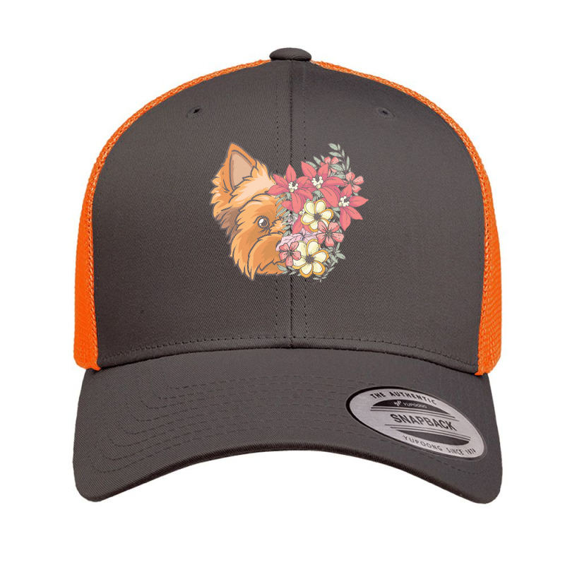 Yorkie T  Shirt Yorkshire Terrier With Flowers T  Shirt Retro Trucker Cap by sadyerippin | Artistshot