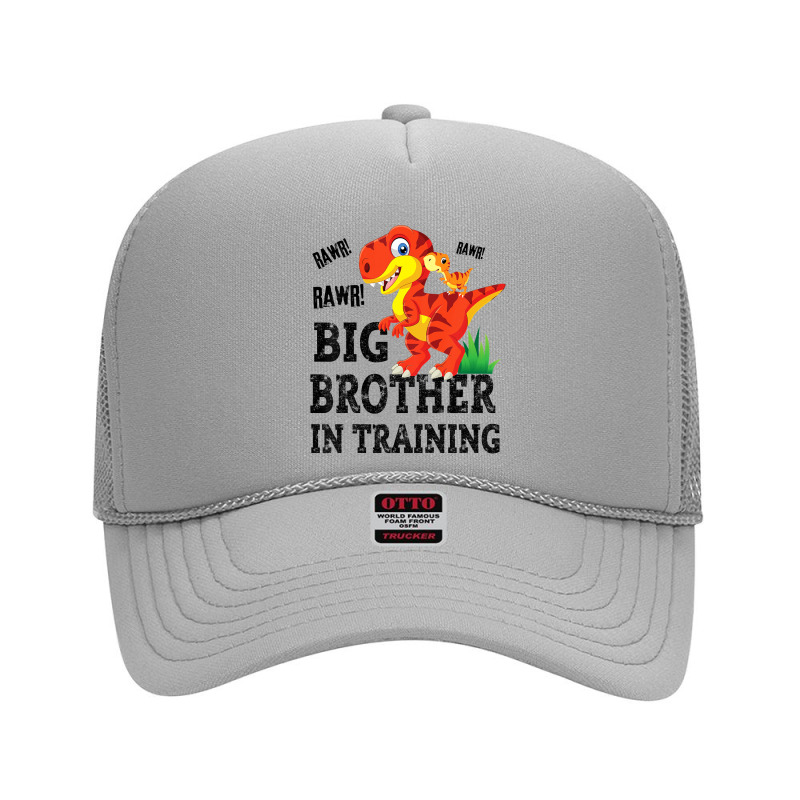 Kids Big Brother In Training Dinosaur T Rex Rawr Announcement Foam Trucker Hat | Artistshot