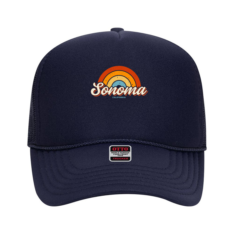 Sonoma California Ca Vintage Rainbow Retro 70s Long Sleeve T Shirt Foam Trucker Hat by cm-arts | Artistshot