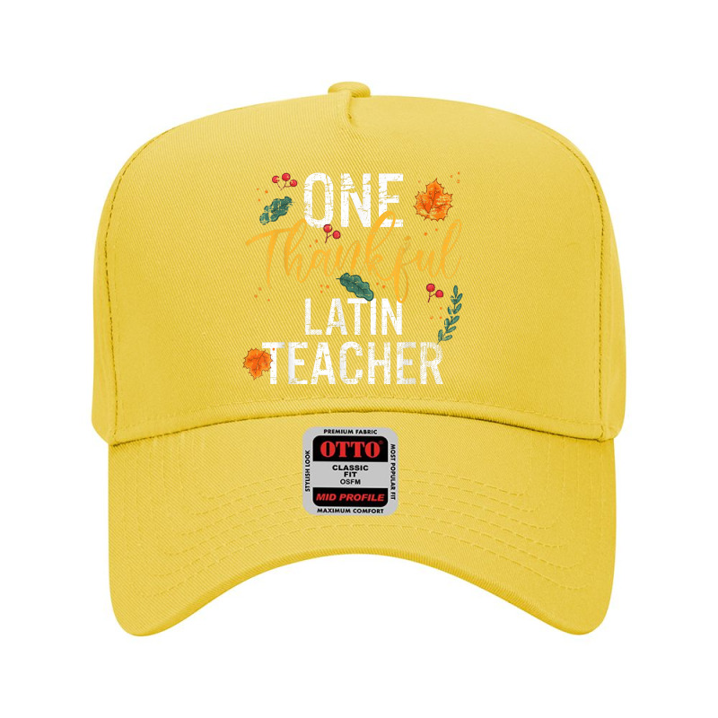 One Thankful Latin Teacher Cute Fall Thanksgiving Adjustable Baseball Cap by August | Artistshot