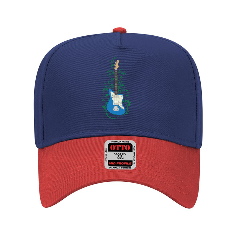 Blue Offset Style Electric Guitar Flowering Vines Adjustable Baseball Cap | Artistshot