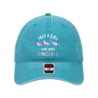 Just A Girl Who Loves Dinosaurs Cute Floral Dino Lover Dyed Cap | Artistshot