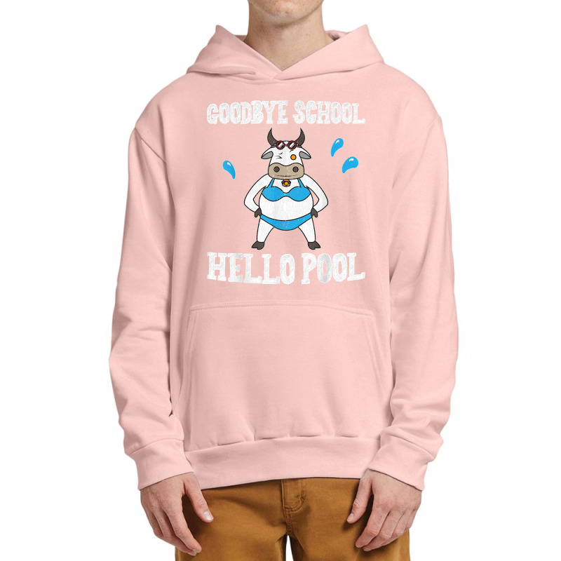 Goodbye School Hello Pool Last Day Of School Cow Urban Pullover Hoodie | Artistshot