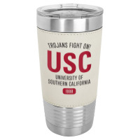 Usc Womens Trojans Fight On! Simple Stack Cardinal Black V-neck Leatherette Tumbler | Artistshot