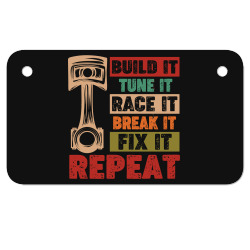 mechanic build it tune it race it break it fix it repeat retro vintage Motorcycle License Plate | Artistshot
