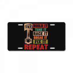 mechanic build it tune it race it break it fix it repeat retro vintage License Plate | Artistshot