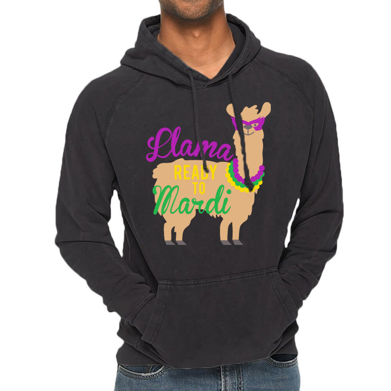 Mardi Gras T  Shirt Llama Ready To Mardi Gras Funny Llama Lover T  Shi Vintage Hoodie | Artistshot