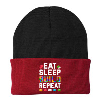 Master Builder Eat Sleep Build Repeat Building Blocks Bricks Sweatshir Beanie | Artistshot