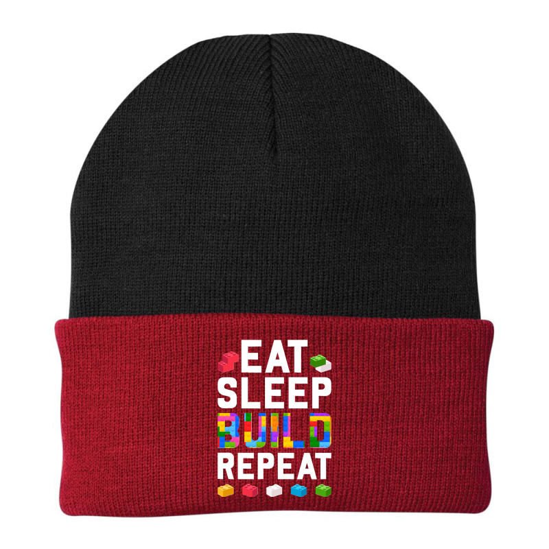 Master Builder Eat Sleep Build Repeat Building Blocks Bricks Sweatshir Beanie | Artistshot