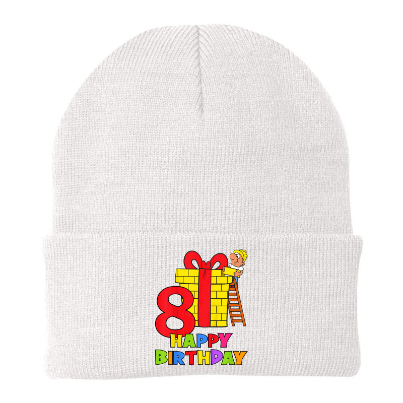 Kids 8 Years Old 8th Birthday Construction Worker Boy Children's Birth Beanie | Artistshot