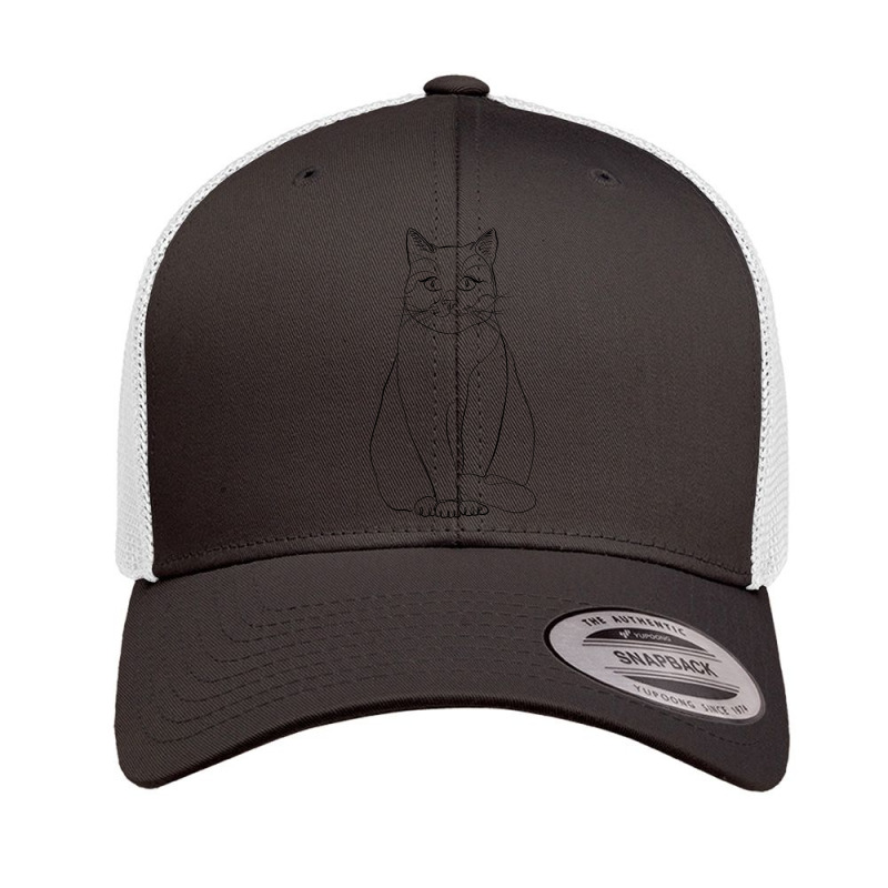 Sitting Cat Line Art Retro Trucker Cap | Artistshot