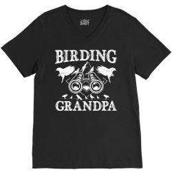 birding grandpa retired birder bird V-Neck Tee | Artistshot