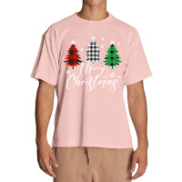 Merry Christmas Tree Buffalo Plaid Red White Green Light Top Long Slee Urban Heavy T-shirt | Artistshot