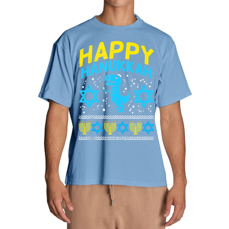 Happy Hanukkah Jewish Trex Ugly Chanukah Sweater Boy Gift Urban Heavy T-shirt by Cardenas | Artistshot