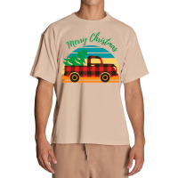 Merry Christmas Truck Tree Red Plaid Merry Christmas Truck Tree Red Pl Urban Heavy T-shirt | Artistshot