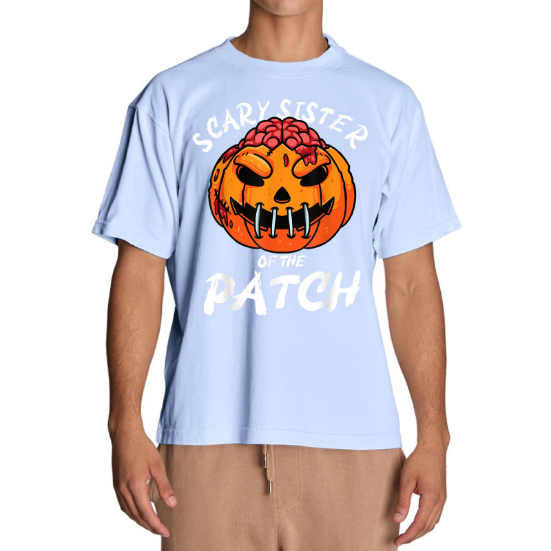 Scary Sister Of The Patch Halloween Pumpkin Family Girls T Shirt Urban Heavy T-shirt by maecopaharo | Artistshot