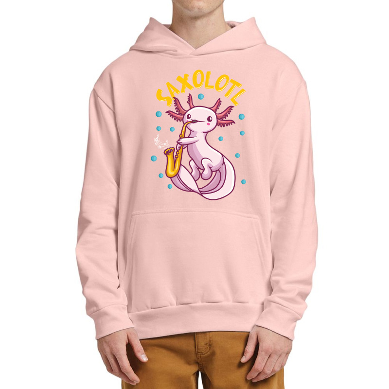 Saxolotl Sax Playing Axolotl Pun Walking Fish Urban Pullover Hoodie | Artistshot