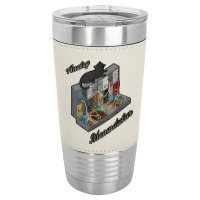 Cat On Analog Modular Synth Funny Synthesizer Leatherette Tumbler | Artistshot