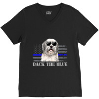 Old English Sheepdog Thin Blue Line American Flag Police Dog Premium V-neck Tee | Artistshot