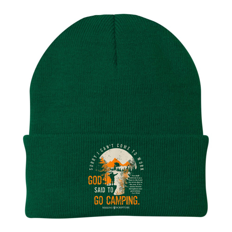 Sorry I Can't Work, God Said To Go Camping Lev 2341 T Shirt Beanie by cm-arts | Artistshot