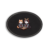 Cat Samurais Go Board Game Baduk Oval Leatherette Patch | Artistshot