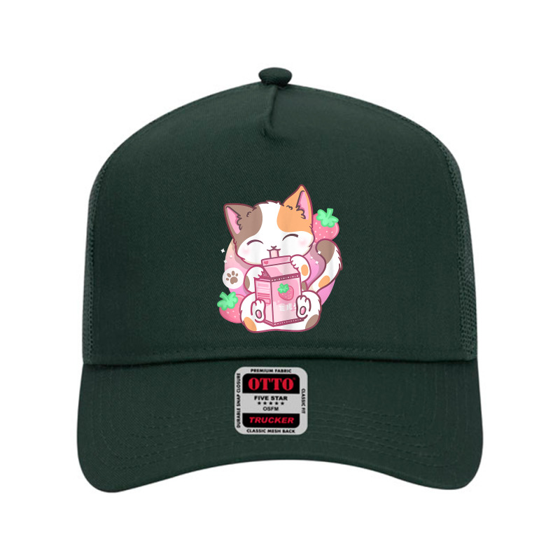 Strawberry Shake Strawberry Milk Cat Kawaii Neko Anime T Shirt Mesh Back Trucker Hat by butacnlzaidelpz | Artistshot