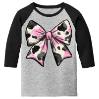 Pink Cow Print Coquette Bow Youth 3/4 Sleeve | Artistshot