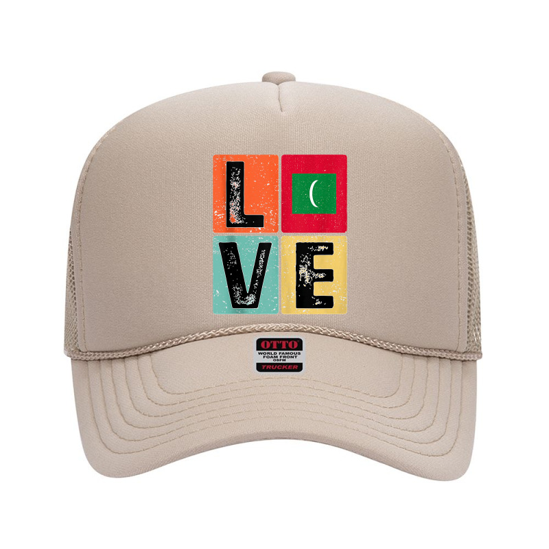 Vintage Retro I Love Maldives Flag For Maldivian Pride Gift Tank Top Foam Trucker Hat | Artistshot