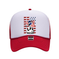 Funny Dairy Cows 4th Of July Costumes Usa Flag Dairy Cows Foam Trucker Hat | Artistshot