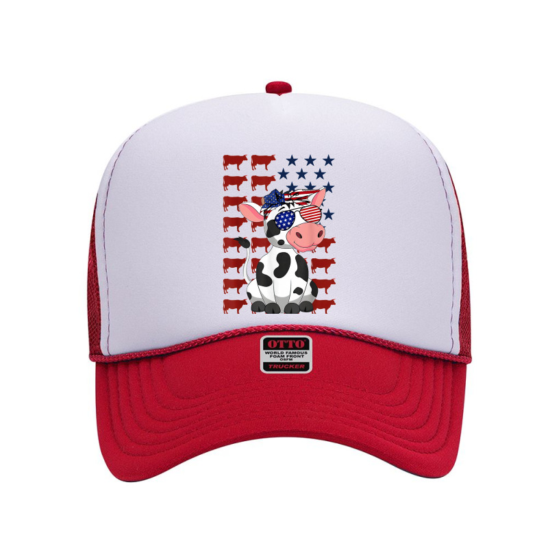 Funny Dairy Cows 4th Of July Costumes Usa Flag Dairy Cows Foam Trucker Hat | Artistshot