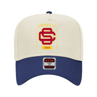 Usc Womens Fight On! Sc Interlock Go Trojans Gold Cardinal Fill V-neck Adjustable Baseball Cap | Artistshot