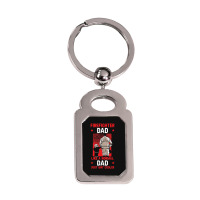 Mens Fireman Dad Father Fathers Day Firefighter Silver Rectangle Keychain | Artistshot