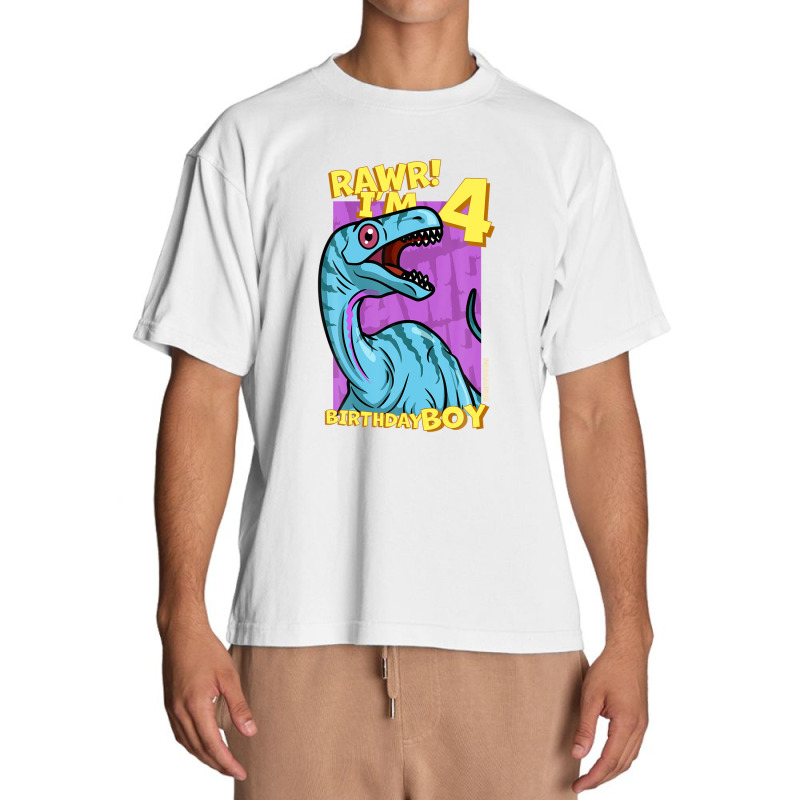 Rawr! I'm 4 Birthday Boys 4th Birthday Dino Noasaurus Urban Heavy T-shirt | Artistshot