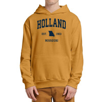 Holland Missouri Mo Vintage Athletic Navy Sports Design Long Sleeve T Urban Pullover Hoodie | Artistshot