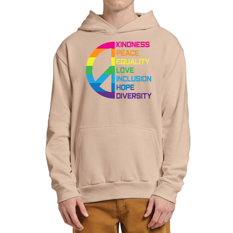 Kindness Peace Equality Love Inclusion Hope Diversity Long Sleeve T Sh Urban Pullover Hoodie by pofijinashu | Artistshot