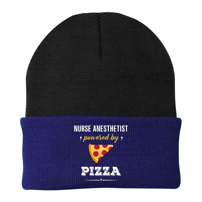 Nurse Anesthetist Powered By Pizza Funny Gift Beanie | Artistshot