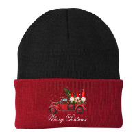 Three Gnomes In Red Truck With Merry Christmas Tree Beanie | Artistshot