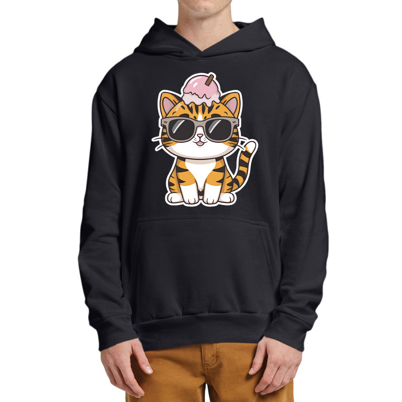 Ice Cream On Kitten Head Urban Pullover Hoodie | Artistshot