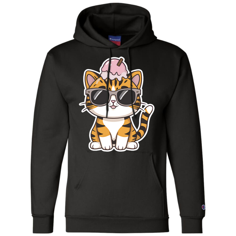 Ice Cream On Kitten Head Champion Hoodie | Artistshot