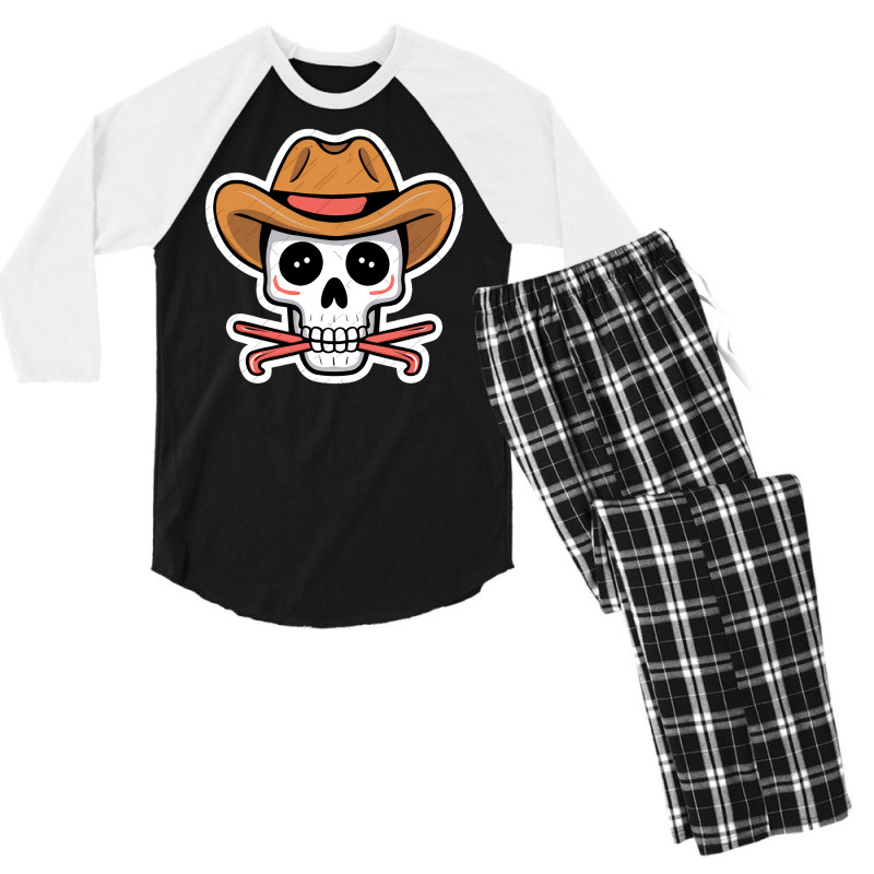 Kawaii Skull Cowboy Men's 3/4 Sleeve Pajama Set | Artistshot