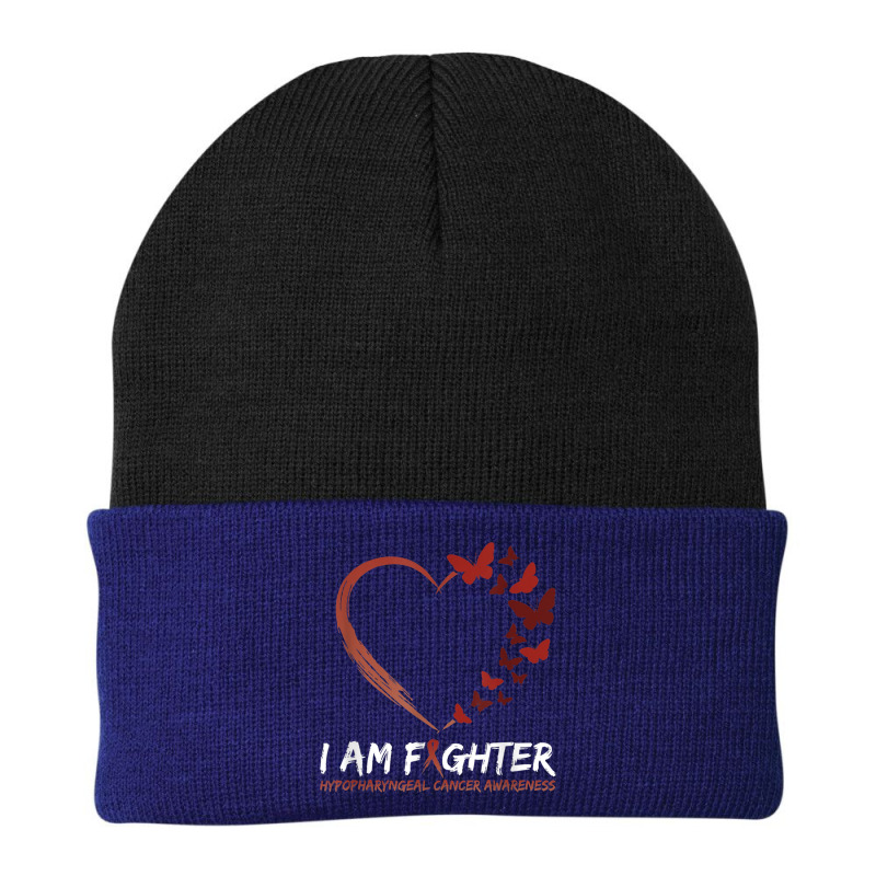 I Am Fighter Hypopharyngeal Cancer Awareness Shirt Butterfly Beanie | Artistshot